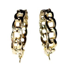 Vintage Open Cuban Curb C Style Stud Hoop Earrings Lightweight